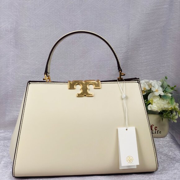 Tory Burch Spazzolato Leather Satchel- Eleanor Collection, Sophisticated & sleek - Picture 1 of 10